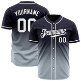 Custom Gradient Black Blue Baseball Jersey Full Button Down Fans Special Edition Authentic Shirt